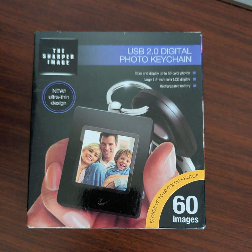 The Sharper Image Rechargeable USB 2.0 Digital Keychain Photo Album 1.4" - NEW